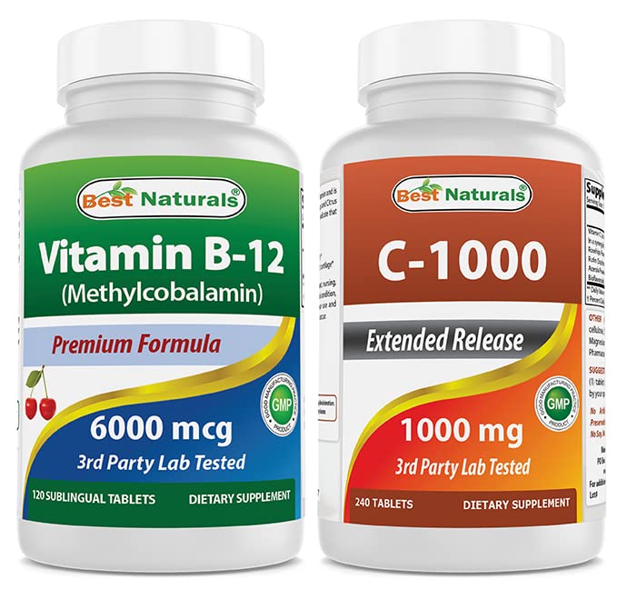 Best Naturals Βιταμίνη B12 6000 mcg & Βιταμίνη C 1000 mg
