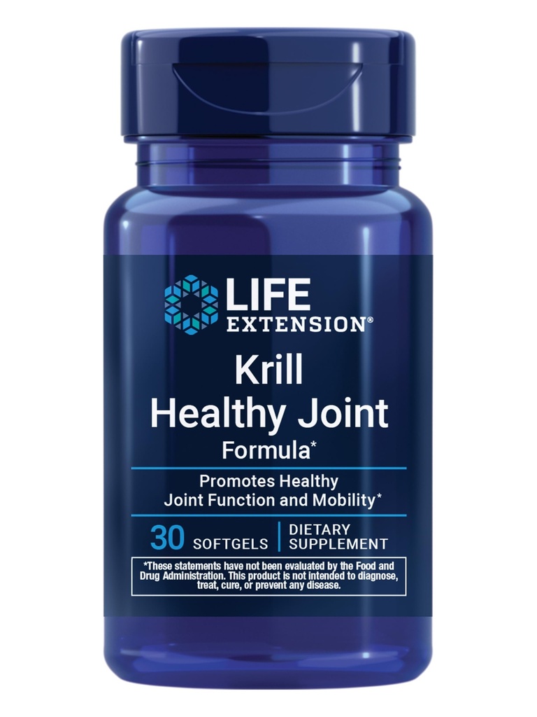 Επέκταση ζωής Krill Healthy Joint Formula, Krill Oil, υαλουρονικό οξύ, το καροτενοειδές ασταξανθίνη για υγιείς αρθρώσεις, υγιές σώμα, χωρίς γλουτένη, μη-GMO, 30 softgels