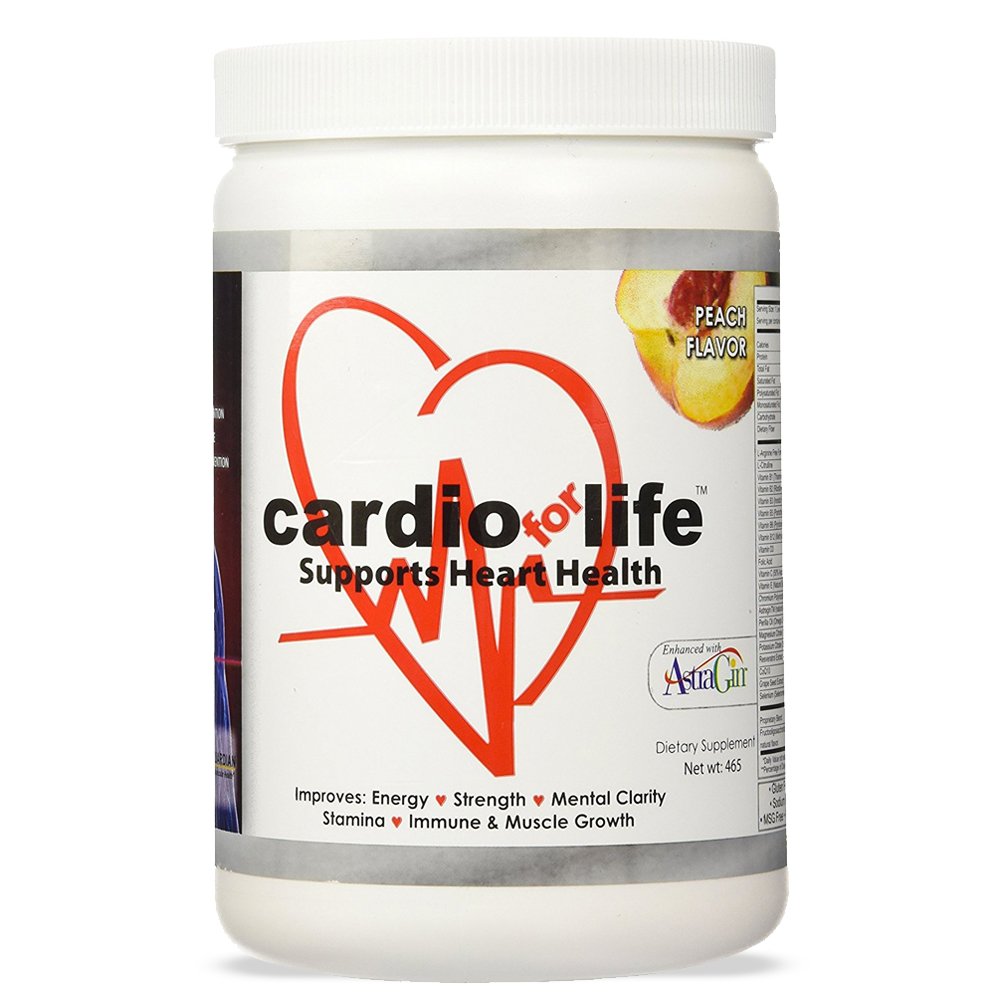 Cardio για τη ζωή L-αργινίνη σκόνη 16oz - φυσικό συμπλήρωμα οξειδίου του αζώτου Καρδιαγγειακή αύξηση ενέργειας - Ροδάκινο