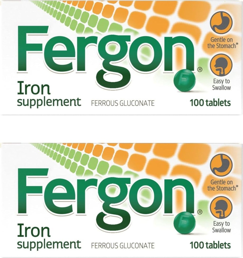 Fergon Υψηλή Ικανότητα Σίδηρος Υψηλής Διαλυτότητας & Εύκολα Διψασμένος, 27 mg Σιδήρου, 100 δισκία