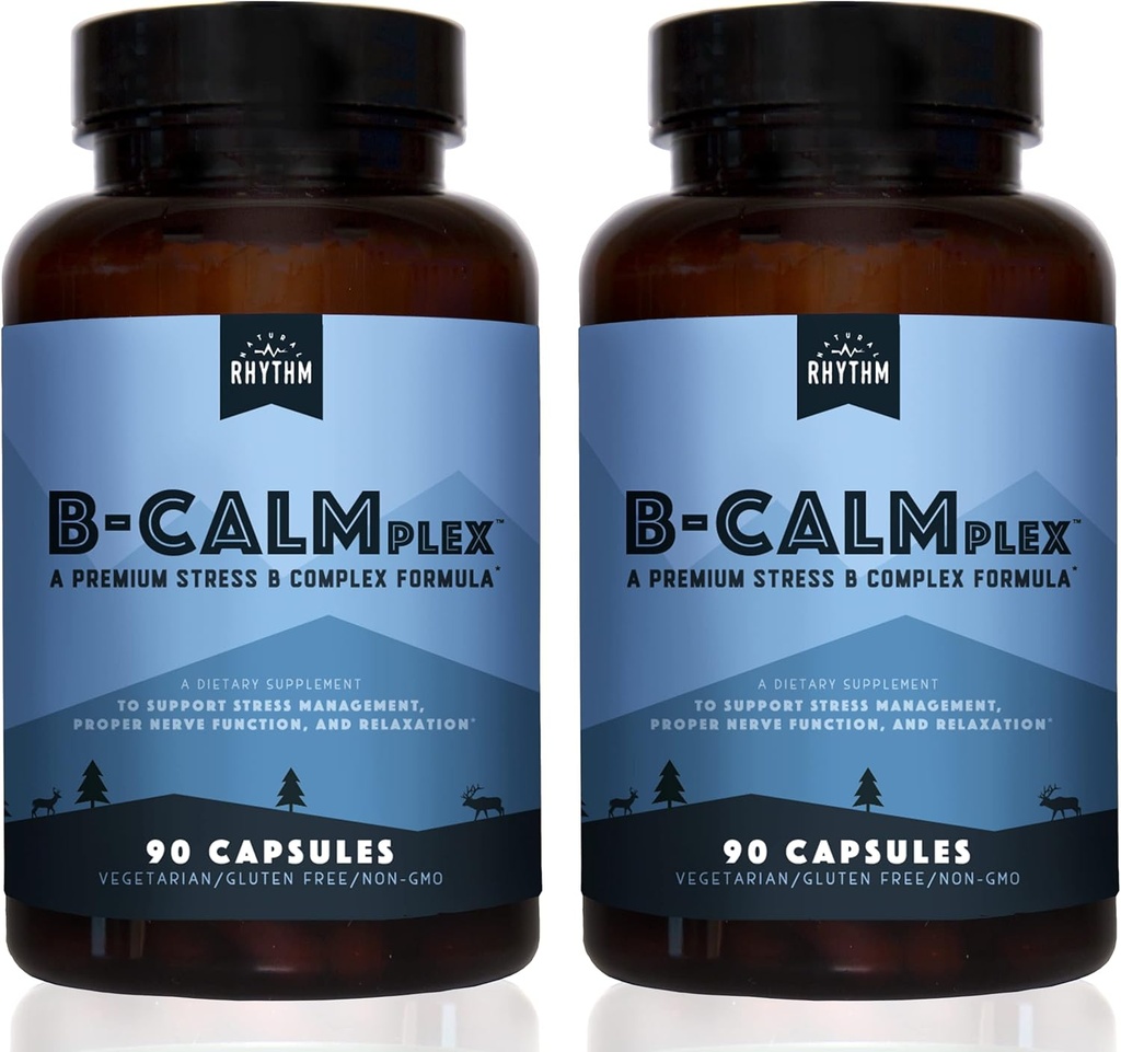 Φυσικός ρυθμός B-CALMplex, 2 Pack, Μοναδικό μείγμα βιταμίνης Β, B Complex υποστηρίζει την κατάλληλη λειτουργία νεύρων και χαλάρωσης, 3 μήνες προσφοράς, 90 μπουκάλια κόμη