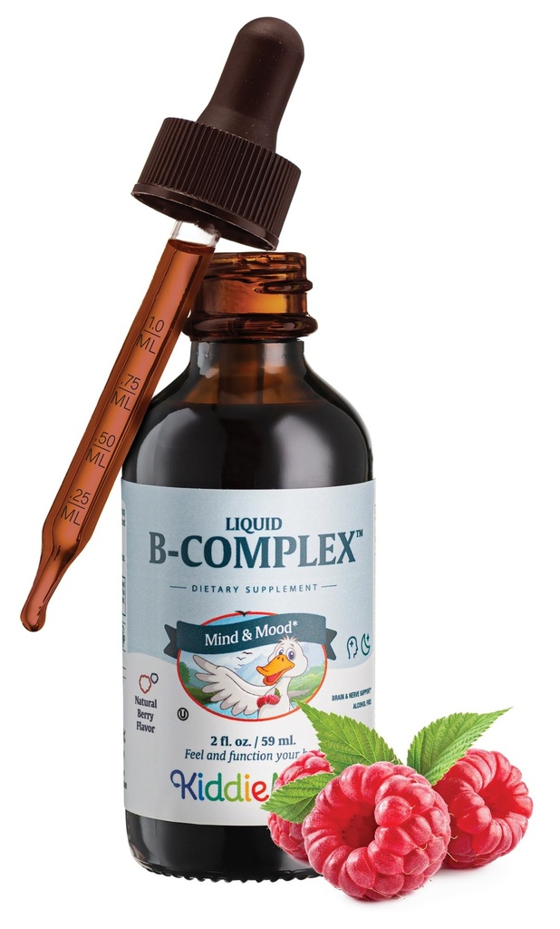 Maxi Health Kids Raspberry Liquid Vitamin B Complex - Συμπλήρωμα βιταμίνης με βιταμίνη Β12 - Υπογλώσσια B Vitamins Complex σταγόνες για παιδιά με B1 B2 B3 B5 B6 Biotin Folic Acid - 2 fl. Ουγγιά