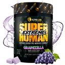 ALPHA LION Superhuman Extreme High Stim Pre Workout Powder, Beta Alanine, L-Taurine & 356mg Tri-Πηγή καφεΐνη για Παρατεταμένη Ενέργεια, Nitric Oxide & Κιτρουλίνη για Αντλία (21 Σερβιέτες, Γεύσεις Σταφυλιού)