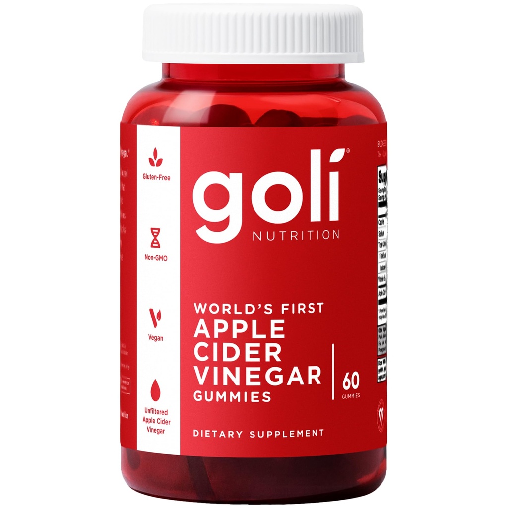 Goli Apple Cider Vinegar Gummy Βιταμίνες - 60 Count - Βιταμίνη Β12, Χωρίς ζελατίνη, Χωρίς γλουτένη, Vegan & Μη ΓΤΟ