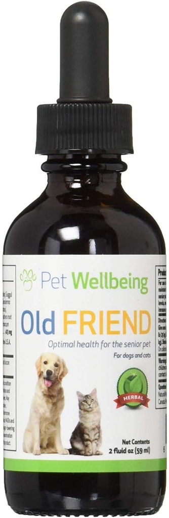 Pet Wellbeing Old Friend for Senior Dogs - Υποστηρίζει την υγεία του ανοσοποιητικού συστήματος, Κοινή Κινητικότητα, Υγιή Επίπεδα Ενέργειας, Alfalfa, Reishi - Κτηνιατρικό-Σχηματισμένο συμπλήρωμα βοτάνων 2 oz (59 ml)