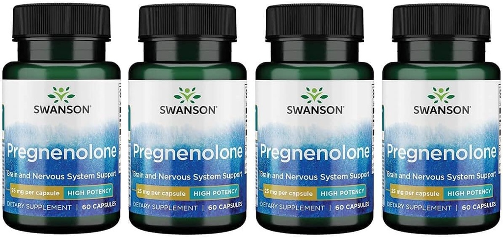 Swanson Υψηλής ισχύος Pregnenolone 25 Milligrams 60 Κάψουλες (4 Συσκευασία)