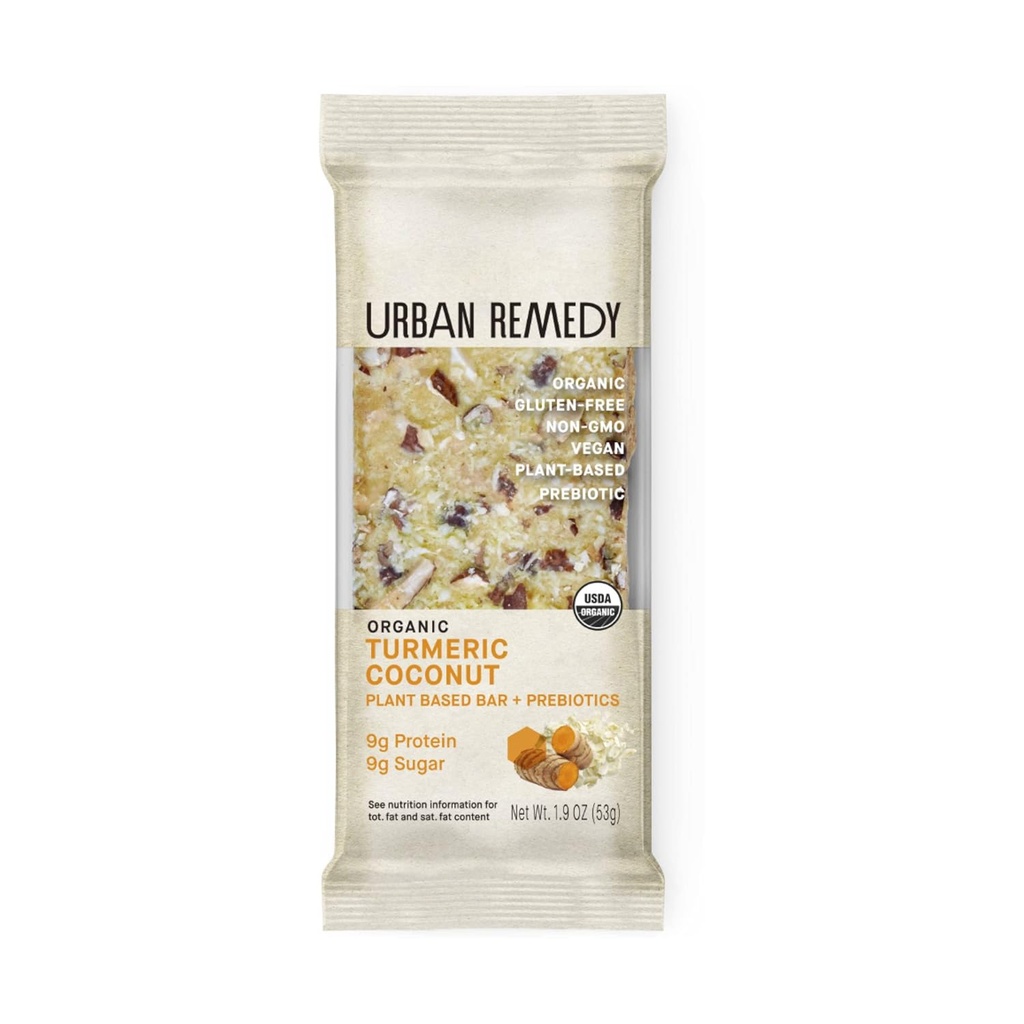 Urban Remedy Organic Golden Turmeric Plant Protein Bar + Prebiotics, 1,9 Oz