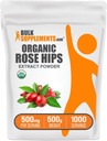 BulkSupplements.com Βιολογικό Rosehip Extract Powder - Rose HIPS Supplement, Rosehip Powder - Βότανο συμπλήρωμα, Αντιοξειδωτικά Πηγή - Χωρίς γλουτένη, 500mg ανά Σερβίρισμα, 500g (1.1 lbs) (Συσκευασία των 1)