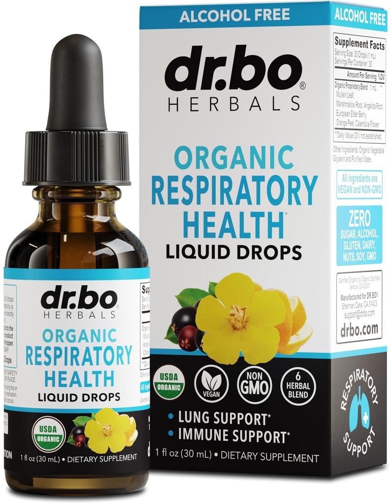 Lung Detox Αναπνευστικές Σταγόνες Υγείας - Οργανικά Συμπληρώματα Αναπνευστικής Καθαριότητας Βοτάνων, Πνεύμονα Σταγόνες για Πνεύμονα Βρογχική Υποστήριξη, Mucus Clear with Mullein Leaf Extract, Elderberry Συμπλήρωμα 1 oz