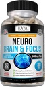 Kaya Naturals - Νευροεγκέφαλος για Μνήμη & Εστίαση - Nootropic Energy Capsule - Nootropic Brain Support Supplement - Εστίαση & Συγκέντρωση & Ακρίβεια Μάθησης - Γνωστική Λειτουργία - 60 Μέτρα