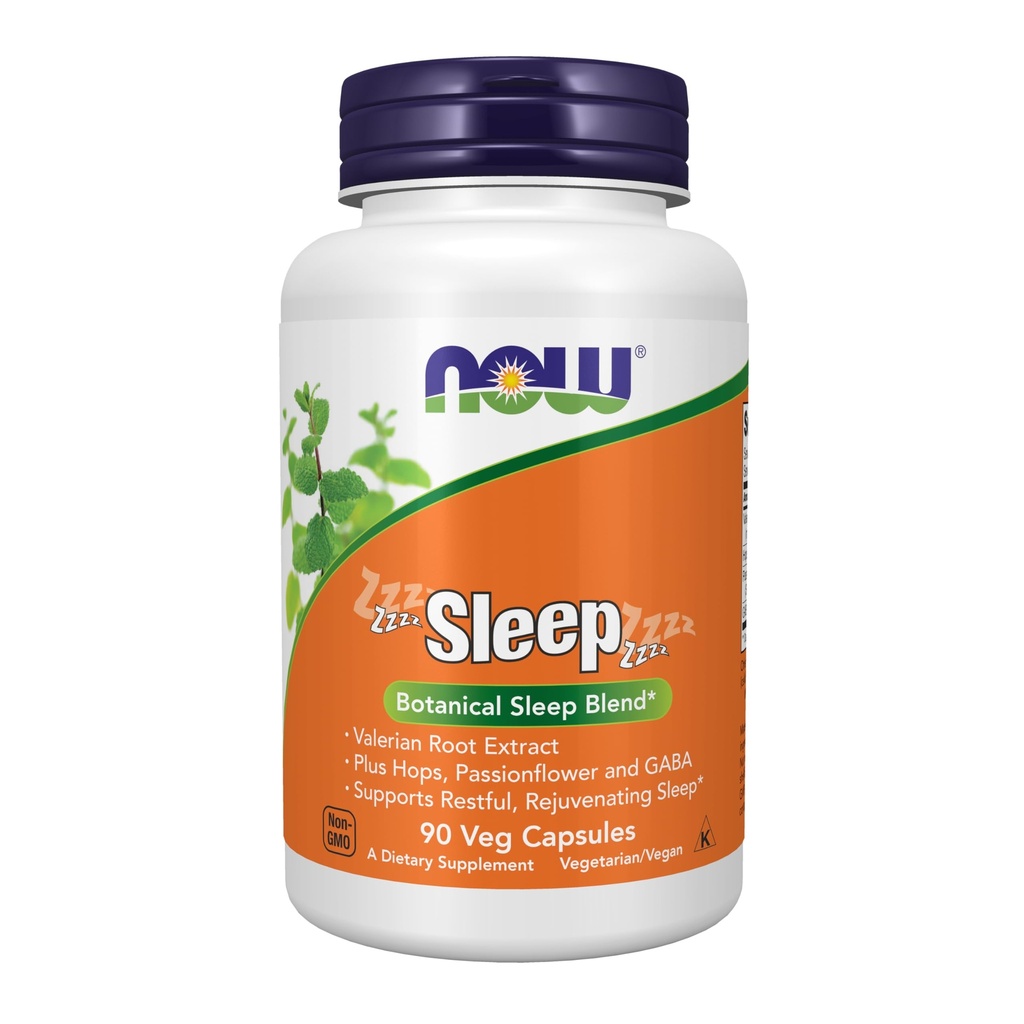 NOW Foods Συμπληρώματα, Ύπνος με εκχύλισμα βαλεριάνας ρίζας συν λυκίσκους, passionflower και GABA, Βοτανικό μείγμα ύπνου*, 90 κάψουλες Veg