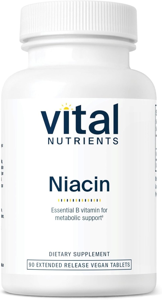 Vital Nutrients Niacin 500mg | Timed-Release Niacin Supplement for Men & Women | Vitamin B3 Supports Heart Health and Protein & Fat Metabolism | Gluten, Dairy, Soy Free | Non-GMO | 90 Tablets