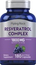 Piping Rock Resveratrol Complex | 180 Capsules | Grape Seed Extract | Non-GMO, Gluten Free Supplement