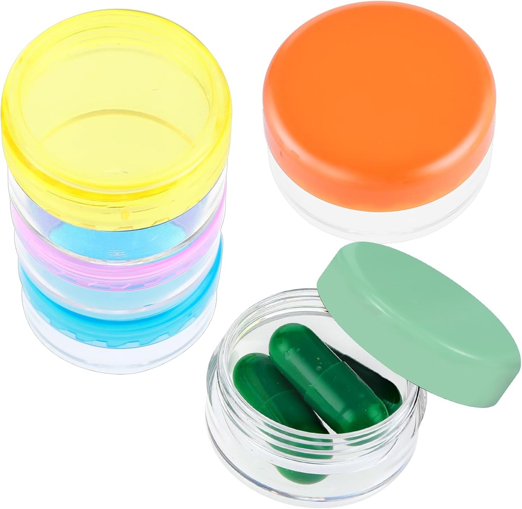 Small Pill Organizer Box, 5 Pcs Travel Pill Cases Holder Portable Daily Mini Pill Container No BPA Medicines Storage Containers for Purse Pocket Briefcase (Blue/Orange/Rose Red/Yellow/Green)