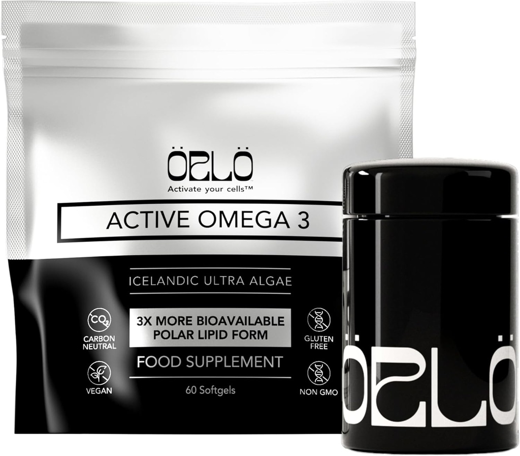 Orlo Omega 3 – Vegan Omega-3 συμπλήρωμα (EPA & DHA) – Επιπλέον δύναμη ιχθυέλαιο & κριλ Εναλλακτική από Algae Oil (60 Mini Burpless Softgels Kit)