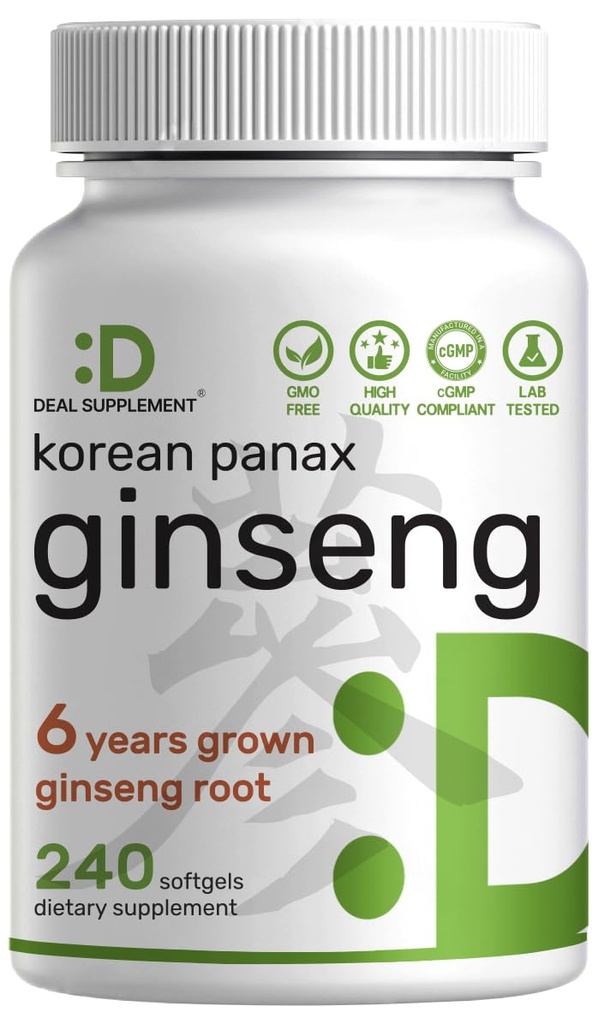 DEAL SUPPLEMENT Korean Red Panax Ginseng Root Extract, 240 Softgels