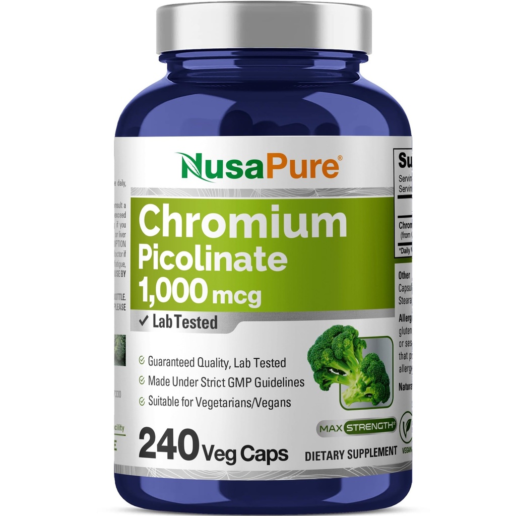 NusaPure Chromium Picolinate 1000mcg 240 Κάψουλες Veggie (Μη ΓΤΟ, Vegan)