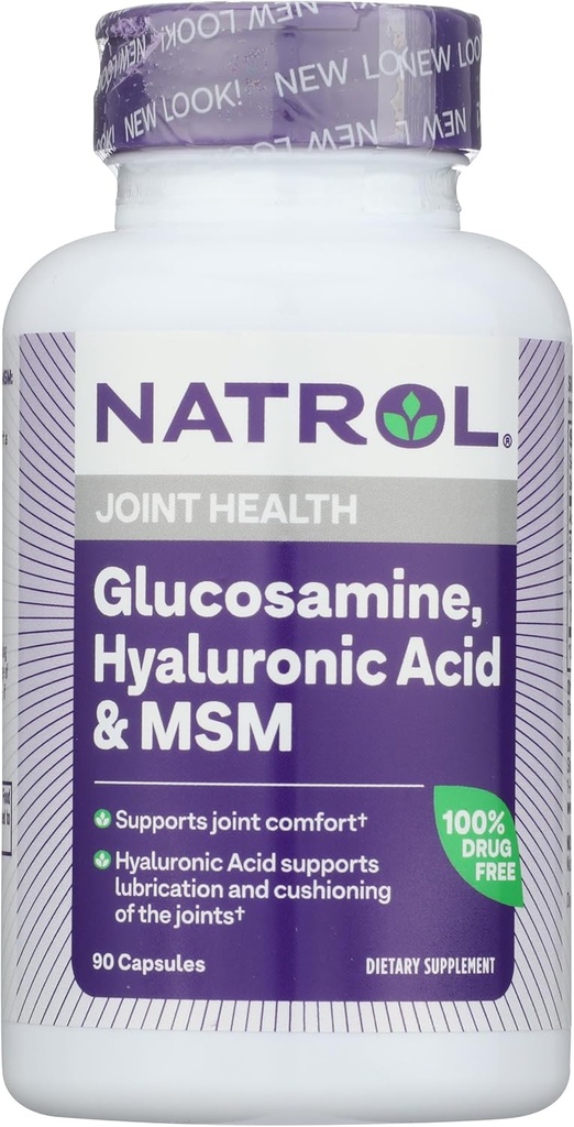 Natrol Γλυκοζαμίνη, Υαλουρονικό οξύ και MSM, 90 κάψουλες