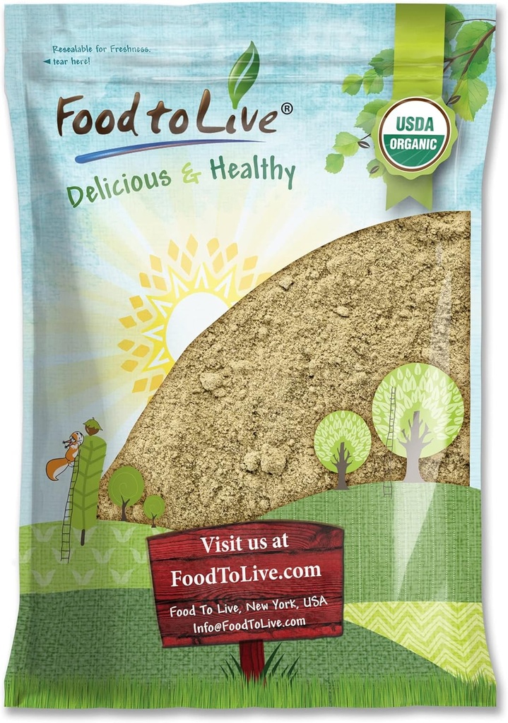 Food to Live Organic Hemp Protein Powder, 8 Pounds – 50% Protein, Non-GMO, Kosher, Non-Irradiated, Pure, Vegan Superfood, Rich in Iron and Fiber