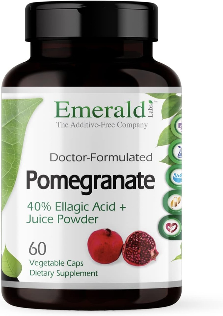 Emerald Labs Pomegranate Extract - Εκχύλισμα Ρόδι (40% Ellagic Acid) & Χυμός Ρόδι σε σκόνη για ανοσοαπόκριση & υποστήριξη καρδιάς* - 60 κάψουλες λαχανικών (30-Ημέρα προσφοράς)