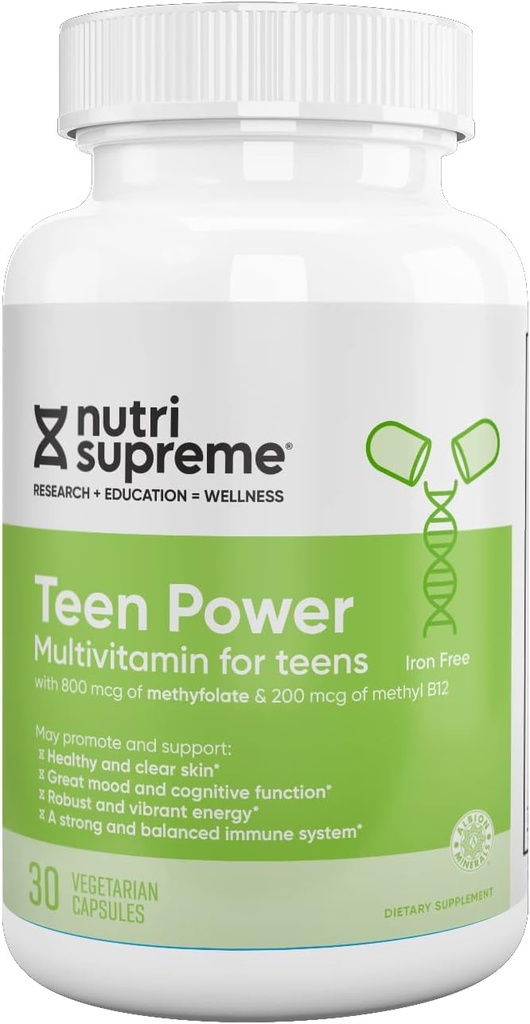 Nutri Supreme Teen Multivitamin for Boys and Girls 12-17, Best Kosher One Per Day Teen Vitamins, Formulated for Teen Development and Immune Health, 30 Κάψουλες