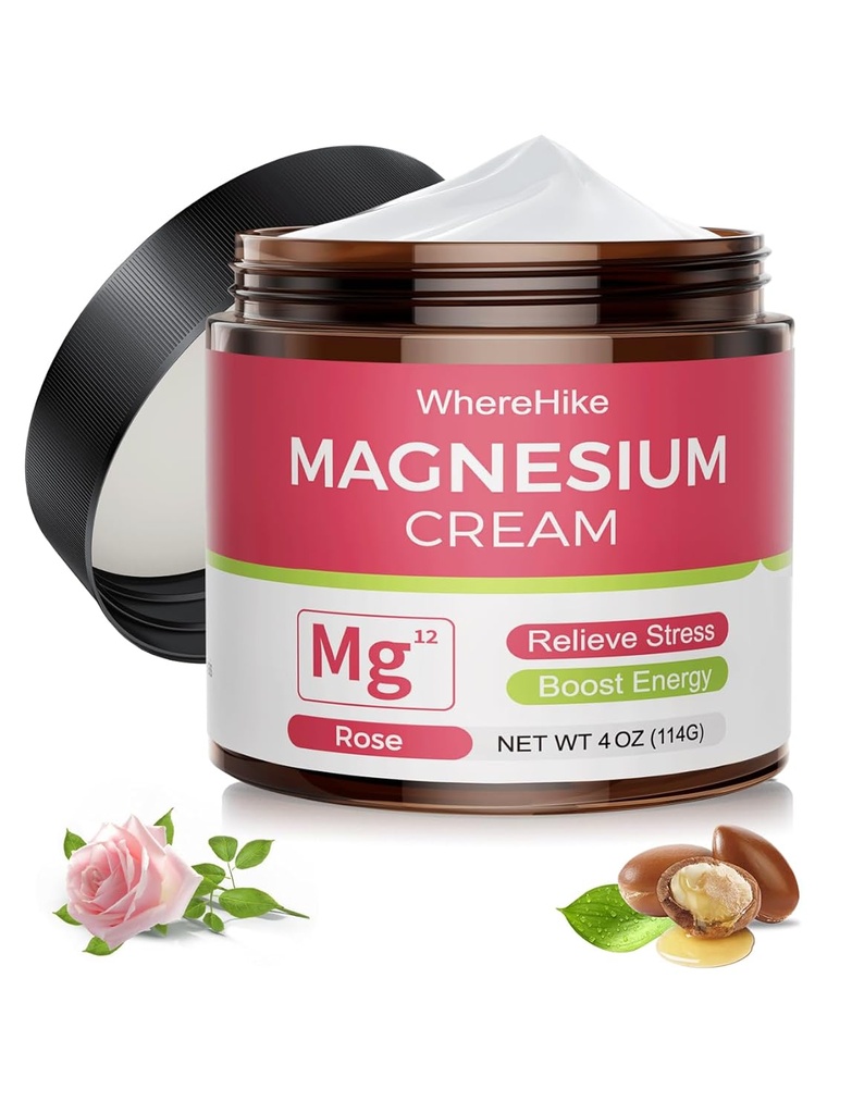 Natural Topical Magnesium Cream for Sleep,Nighttime Magnesium Lotion for Pain and Leg Cramps,Muscle Relaxation,Calm,Deep Hydration for Skin Care.(Rose-1)