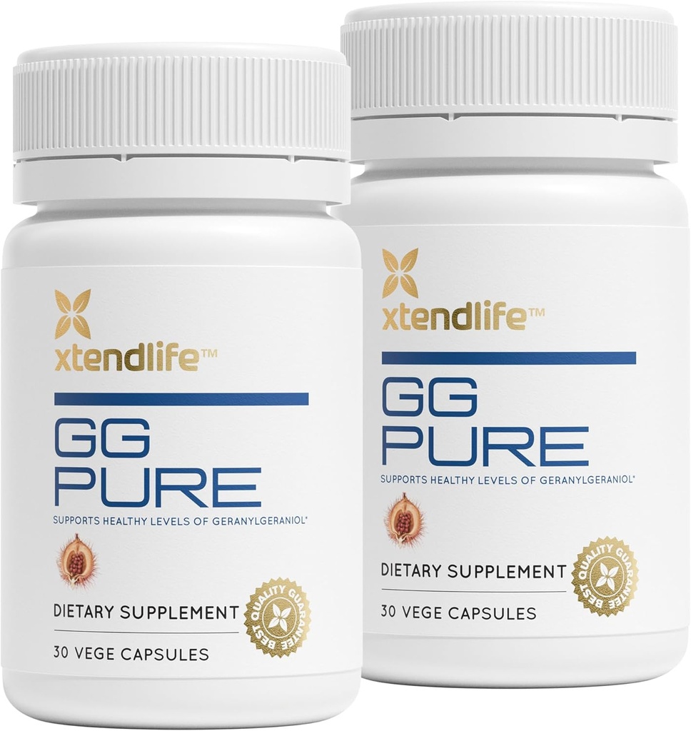Xtendlife GG Pure Geranylgeraniol για CoQ10, Οστών, μυών & Καρδιάς Υποστήριξη - 150mg GG Χρυσός από σπόρους Annatto - Ιδανικός για τους χρήστες Statin - 2 Μήνες Προμήθεια (Pack of 2)