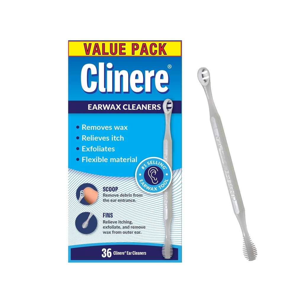 Καθαριστές αυτιών Clinere, Απλός καθαρισμός καναλιών και εργαλείο αφαίρεσης κεριών αυτιών, Itch Relief, Exfoliates, 36 Count