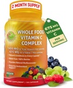 Whole Food Vitamin C Complex - 1450mg Organic Berries - 675 mg Vitamin C per Serving, High-Potency Antioxidant & Immune Support with Acerola, Amla and Natural Bioflavonoids - Vegan, Non-GMO, 120 Count