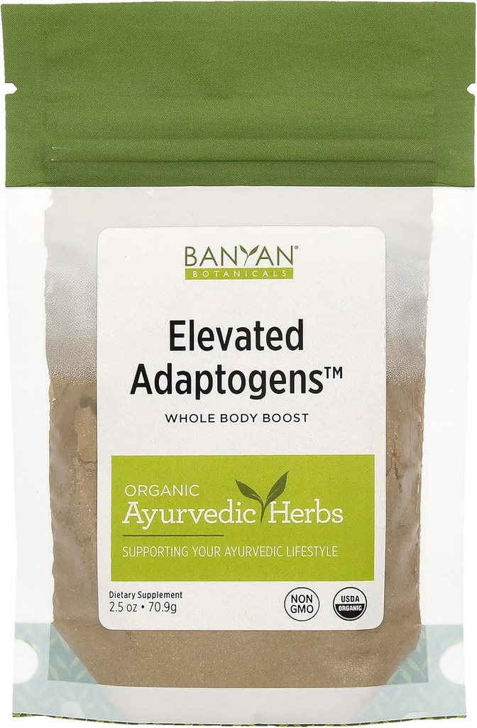 Banyan Botanicals Αυξημένα προσαρμογόνα – Βιολογικά Superfood σκόνη με Moringa, Ashwagandha & Tulsi – Caffeine-free Superfood Blend για Herbal Stress Relief* – 2,5oz – Μη ΓΤΟ Βιώσιμα πηγάζει Vegan