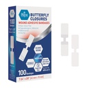 MED PRID Butterfly Wound Classure Strips Pack 100 Sterile Nonstick Hypoallergenic Latex Free Bandages for Cuts and Injuries (Medium)