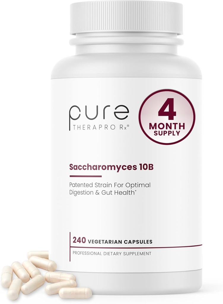 Saccharomyces Boulardii Probiotics 10 Billion CFU - Made in USA | No Fillers, Patented Strain: Lynside CNCM I-3799 Probiotics for Men and Women | Pure TheraPro Rx - 240 Capsules