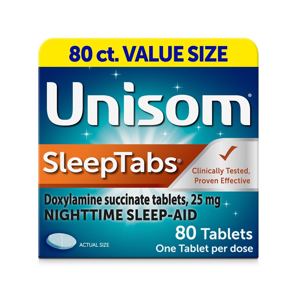Unisom SleepTabs, Nighttime Sleep- Aid, Ηλεκτρική Δοξυλαμίνη, 80 δισκία