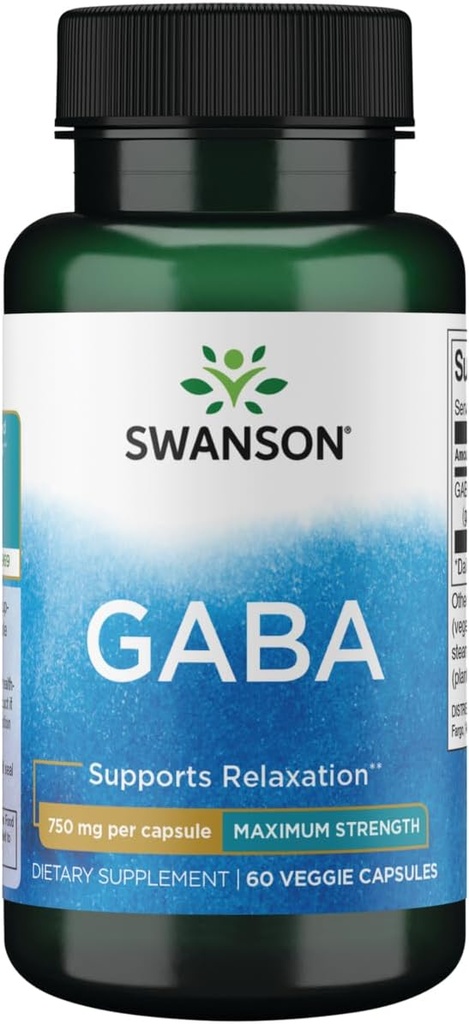 Swanson Amino Acid Μέγιστη ισχύς GABA 750 Milligrams 60 Veg Κάψουλες