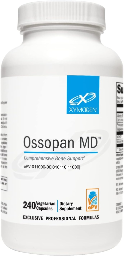 XYMOGEN Ossopan MD - Υποστηρίζει τη δύναμη των οστών + την υγεία των οστών - Συμπλήρωμα ασβεστίου με μικροκρυσταλλικό υδροξυαπατίτη, φώσφορο, βιταμίνη D3 και Μαγνήσιο Μηλικό (240 κάψουλες)