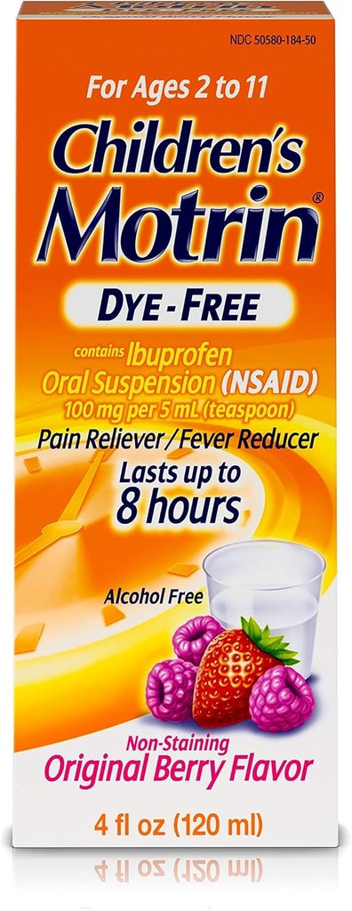 Motrin Παιδική στοματική αναστολή Dye-Free, Ibuprofen, Fever Reucer, Berry, 4 FL.Oz