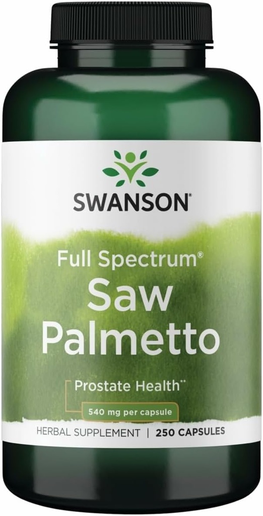 Swanson Saw Palmetto - συμπλήρωμα βοτάνων που προωθεί την υποστήριξη για την υγεία των αρσενικών Prostate - φυσικό συμπλήρωμα μαλλιών & υποστήριξη για την υγεία των ούρων (540 mg 250 κάψουλες)