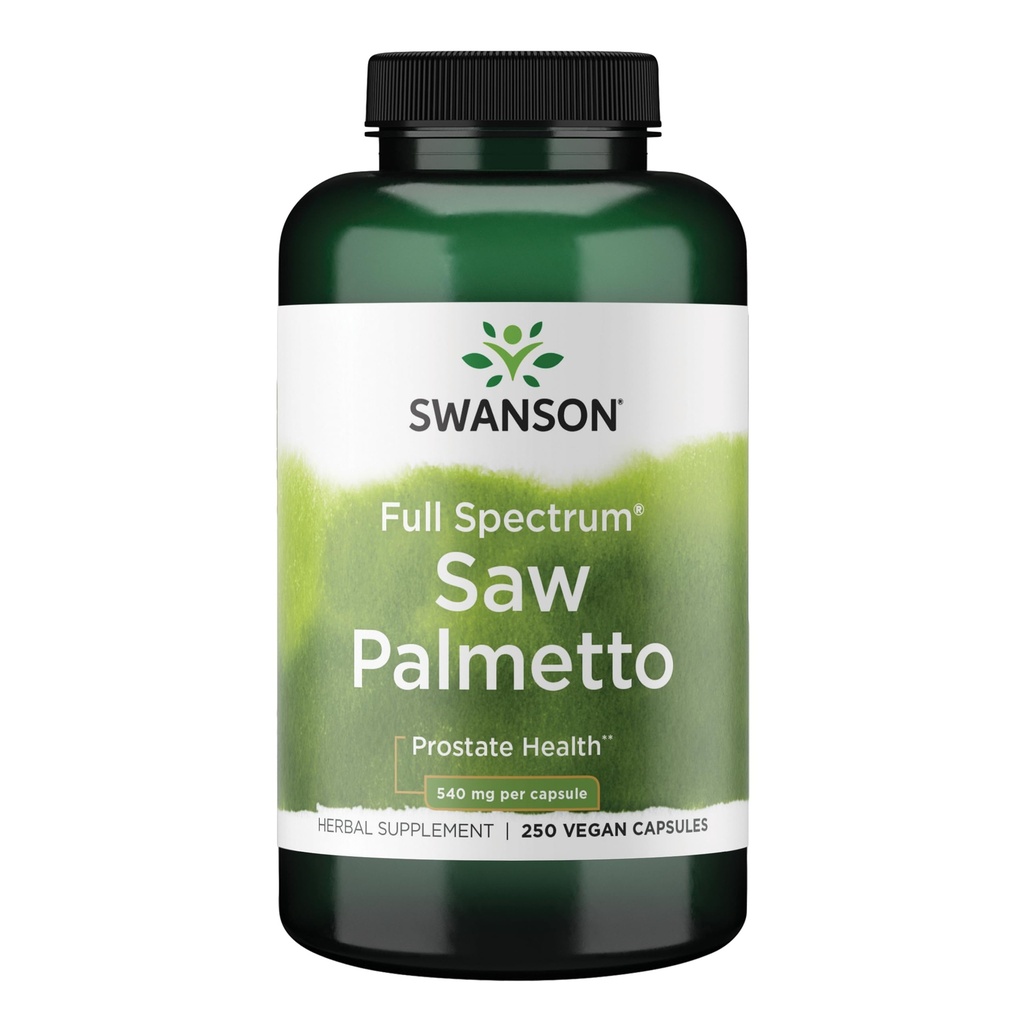 Swanson Saw Palmetto Full Spectrum Herbal Supplement for Men Seeking Prostate, Hair, and Urinary Health Support - 540 mg (250 Vegan Capsules)