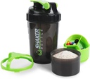 Φιάλη Shaker - Κύπελλο Shaker Πρωτεΐνης με Διαμερίσματα Αποθήκευσης - Leak-proof Γυμναστήριο Ανακινήστε Μπουκάλια με Μίξη για Ομαλή Μίξη-500ML/16oz (GREEN & BLACK)