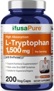 NusaPure L-Tryptophan 1500mg 200 Vegetarian Caps (Non-GMO, Vegan) Bioperine