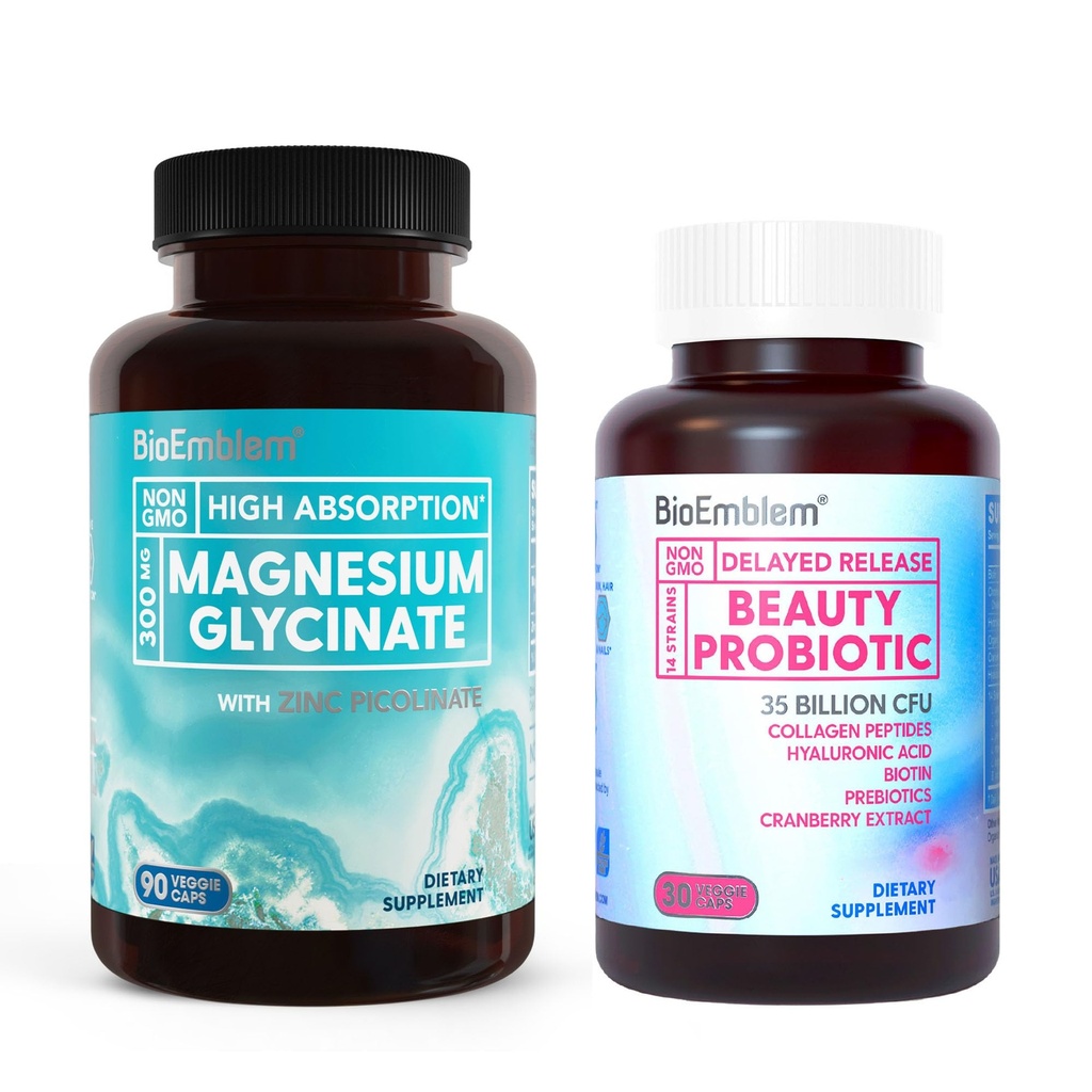 BioEmblem Magnesium Glycinate with Zinc and Beauty Probiotics
