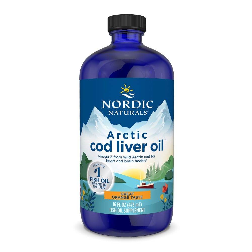 Nordic Naturals Arctic Cod Liver Oil, Orange - 16 oz - 1060 mg Σύνολο Omega-3s με EPA & DHA - Καρδιά & Εγκεφαλική Υγεία, Υγιεινή Ανοσία, Συνολική Ευεξία - Μη ΓΤΟ - 96 Υπηρεσίες