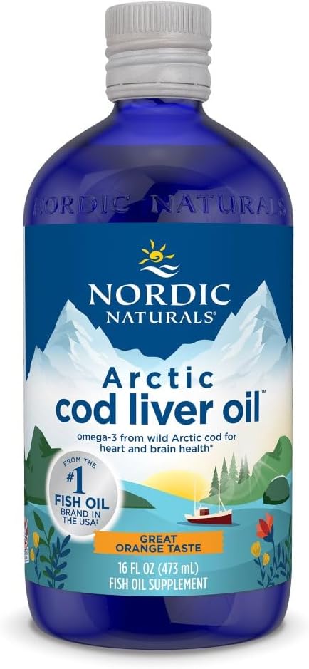 Nordic Naturals Arctic Cod Liver Oil, Orange - 16 oz - 1060 mg Σύνολο Omega-3s με EPA & DHA - Καρδιά & Εγκεφαλική Υγεία, Υγιεινή Ανοσία, Συνολική Ευεξία - Μη ΓΤΟ - 96 Υπηρεσίες