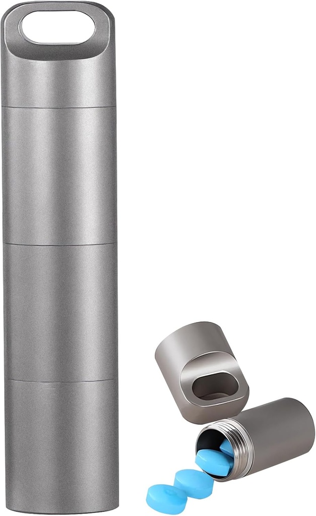 Μικρό Keychain Hill Holder, 304 Ανοξείδωτο χάλυβα Φορητή θήκη χάπι Organizer για το ταξίδι, αδιάβροχο κουτί Pocket Pill Container Medicine για Purse Men (Medium Portable Pill Case)