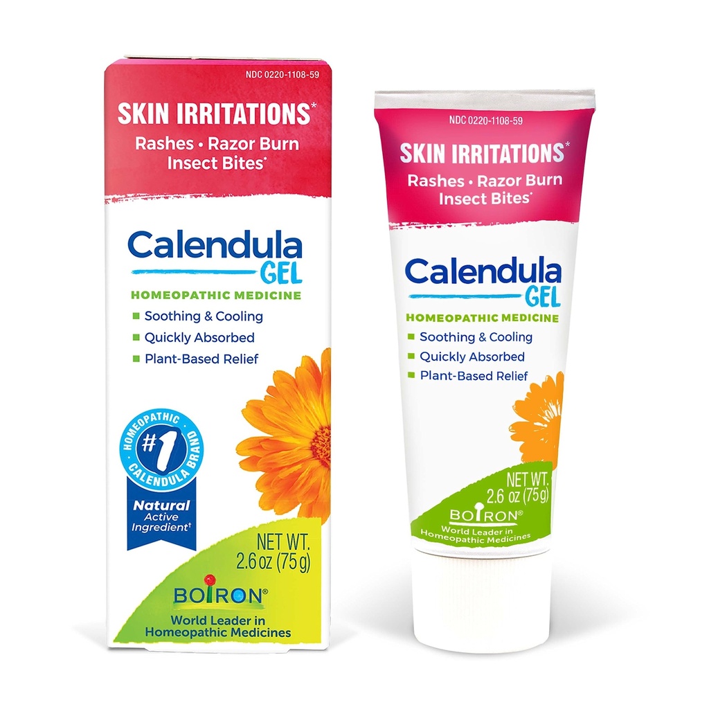 Boiron Calendula Gel Ανακούφιση από εξανθήματα, ερεθισμούς του δέρματος, έγκαυμα ξυραφιού, ή τσιμπήματα εντόμων - Μη λιπαρή και χωρίς άρωμα - 2.6oz