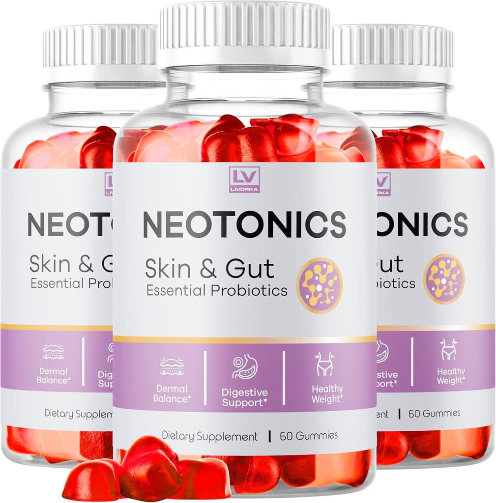 (3 Pack) Neotonics Skin And Gut Gummies, Neotonics Skin & Gut Essential Probiotics Gummies, Neotonics Skin And Gut Gummies Reviews, Neotonics Reviews, Neotonics Gummies, 180 Gummies For 3 Months