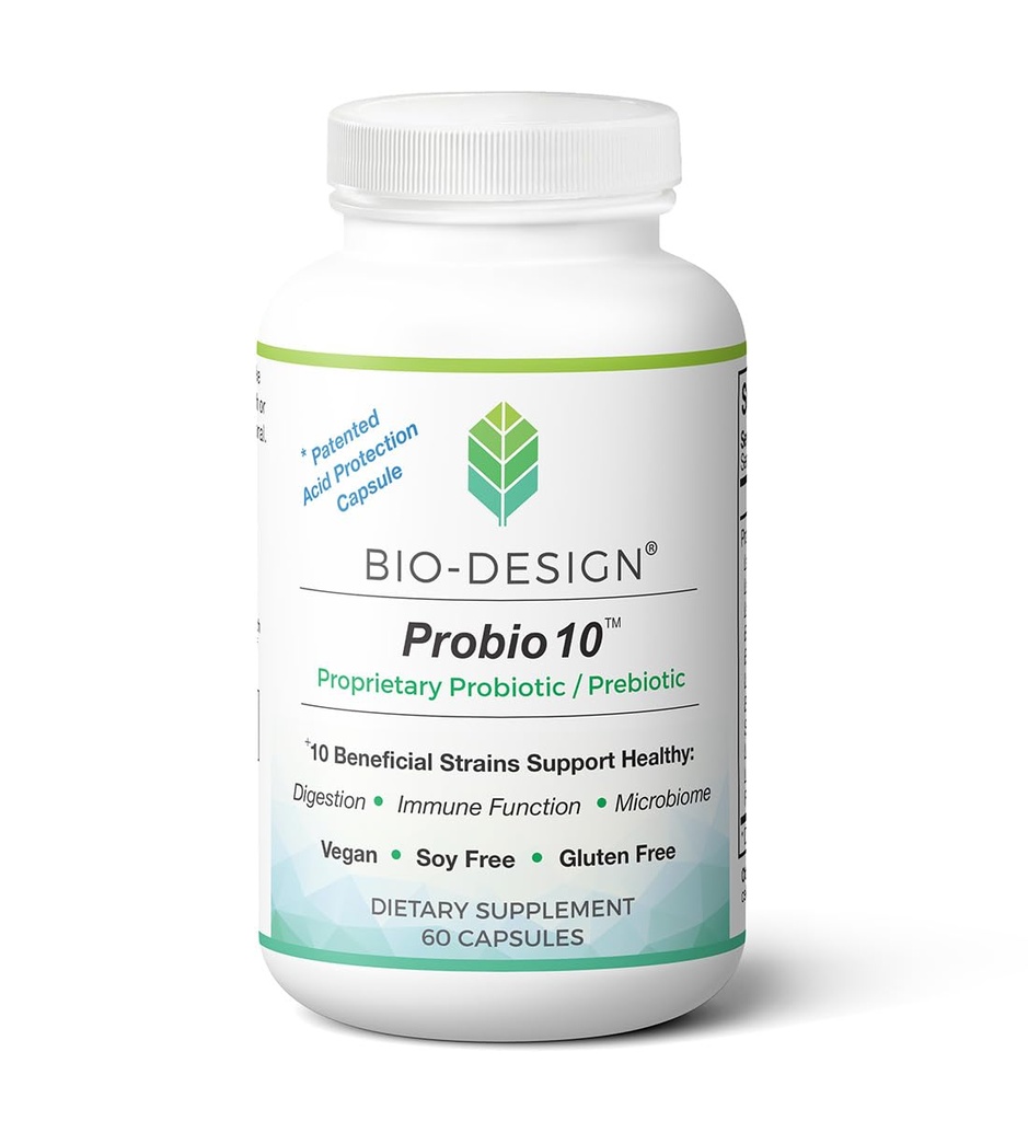 Probio10 - ημερήσιο συμπλήρωμα προβιοτικών & προβιοτικών - 10 δις CFU, 10 Ωφέλιμη ενίσχυση στεφάνωσης στην πέψη, την κανονικότητα, την ανοσολογική λειτουργία και την υγεία των ούλων - 60 κάψουλες ανθεκτικές σε οξέα