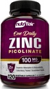 NutriFlair ψευδάργυρος Picolinate 100mg, 120 κάψουλες - Vegan, μη-GMO, Κατασκευασμένο στις ΗΠΑ, τρίτο μέρος εργαστήριο δοκιμαστεί
