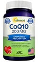 aSquared Nutrition CoQ10 (200 κάψουλες και 200mg) - Υψηλή απορρόφηση Vegan CO Q-10 σκόνη - Ένζυμο Ubiquinone συμπληρώματα χάπια, Extra Antioxidant Coenzyme Q10 βιταμίνη, Coq 10 Alernative to Softgels