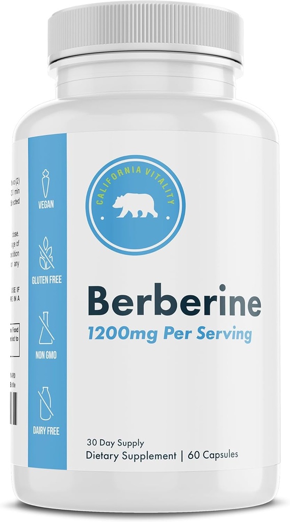 Συμπλήρωμα βερβερίνης 1200mg – 60 κάψουλες Vegan – Χωρίς γλουτένη, χωρίς ΓΤΟ, χωρίς γαλακτοκομικά – 30 ημέρες προσφοράς